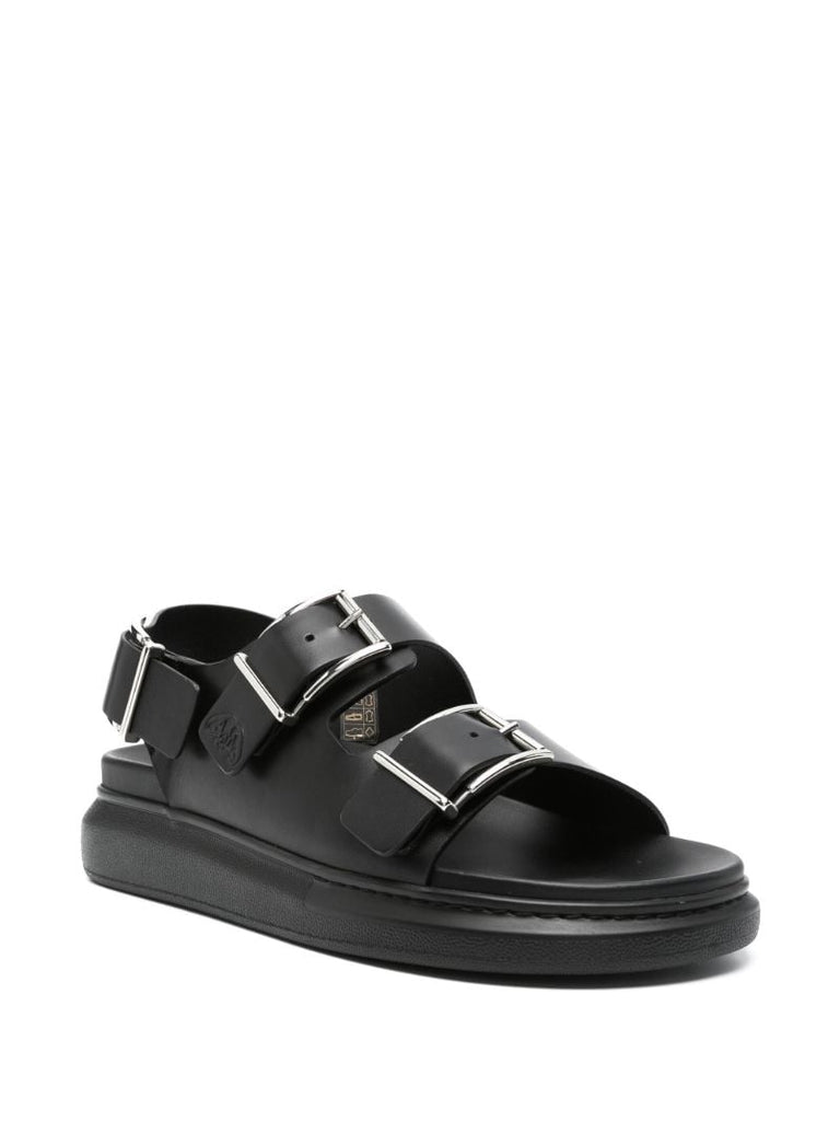 Black Hybrid Leather Sandals