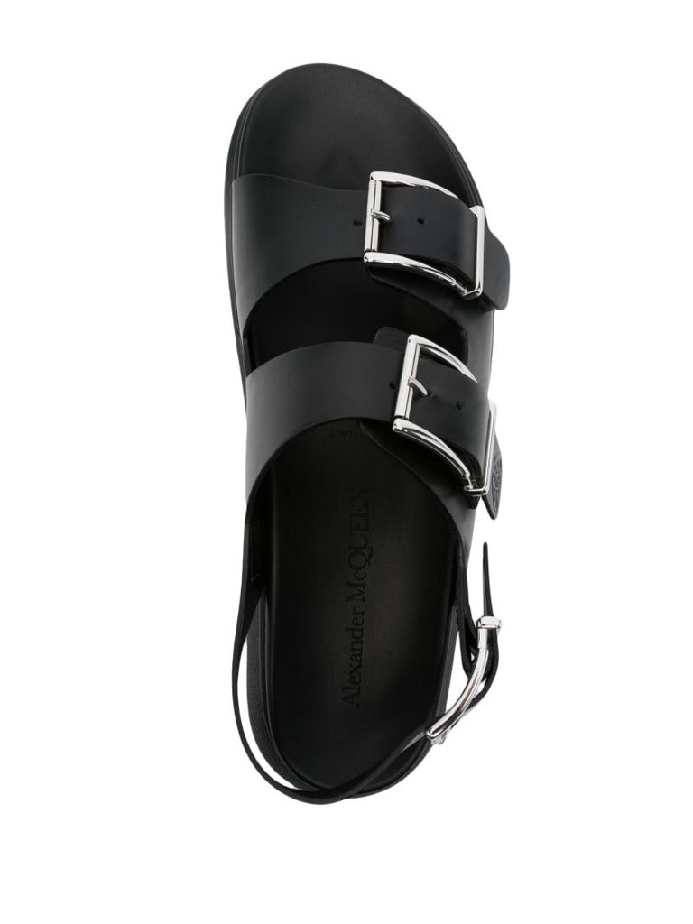 Black Hybrid Leather Sandals