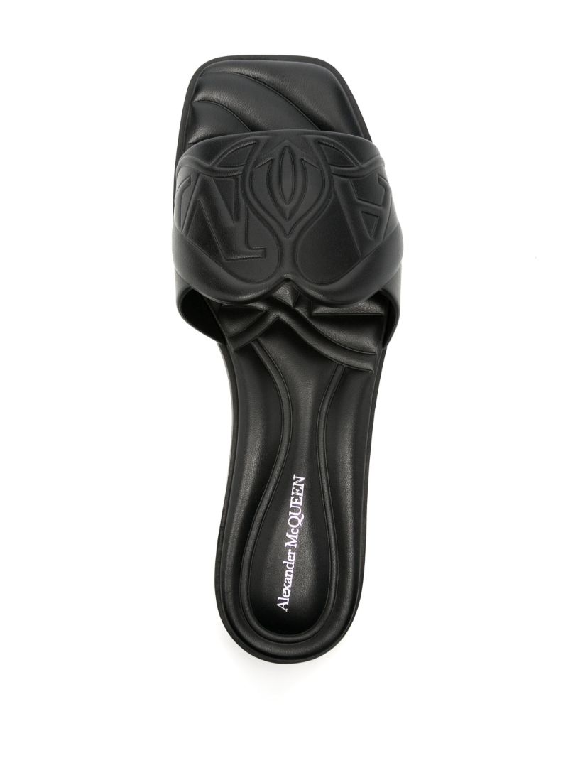 Black Seal Embossed Leather Slides