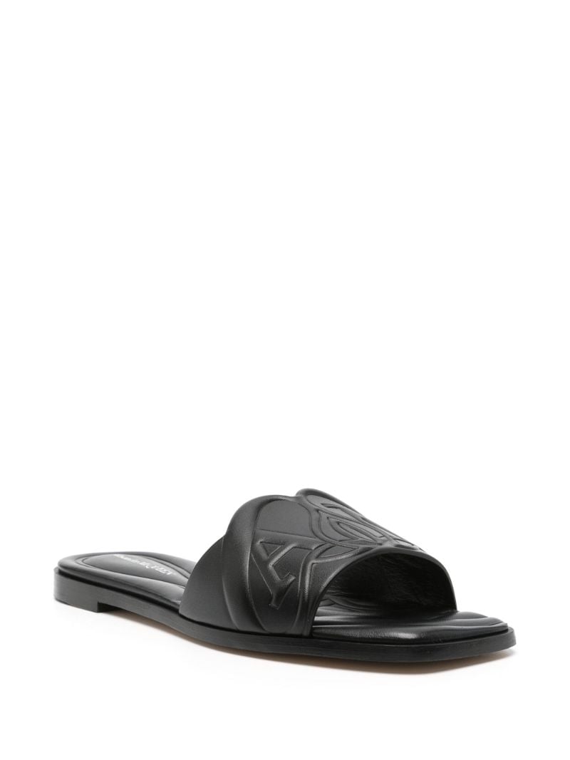 Black Seal Embossed Leather Slides