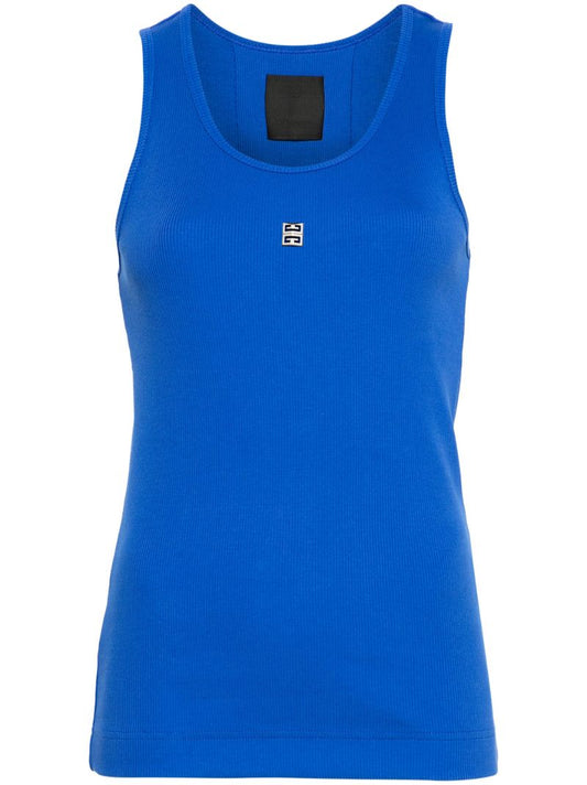 Blue 4g-plaque Ribbed Tank Top