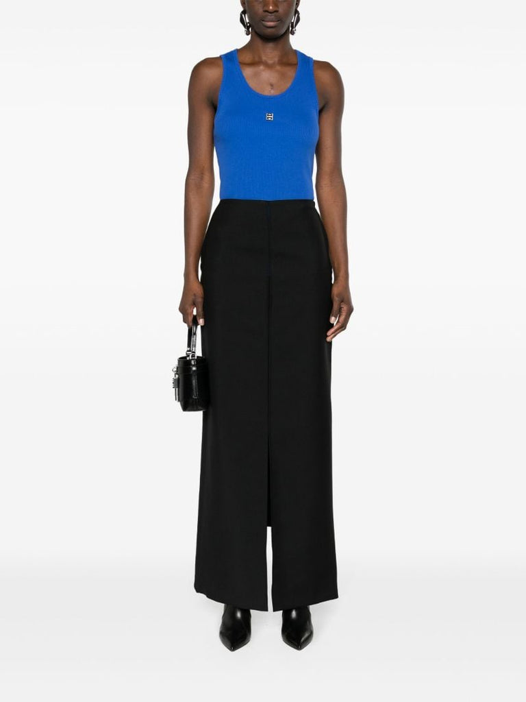 Blue 4g-plaque Ribbed Tank Top