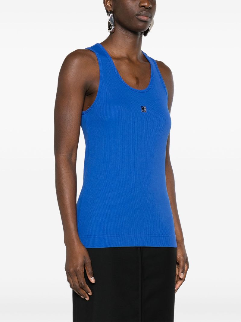 Blue 4g-plaque Ribbed Tank Top