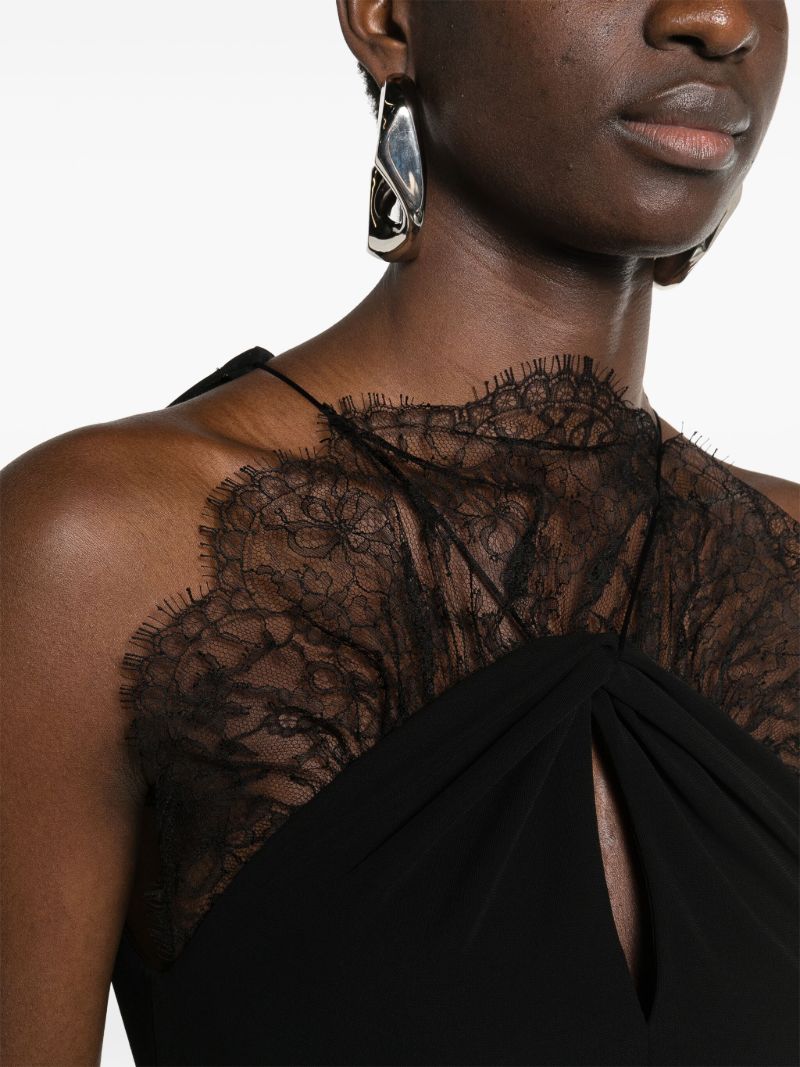 Black Lace Halterneck Midi Dress