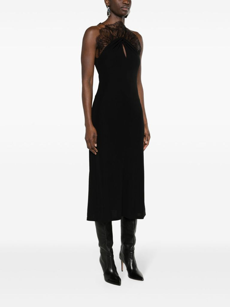 Black Lace Halterneck Midi Dress
