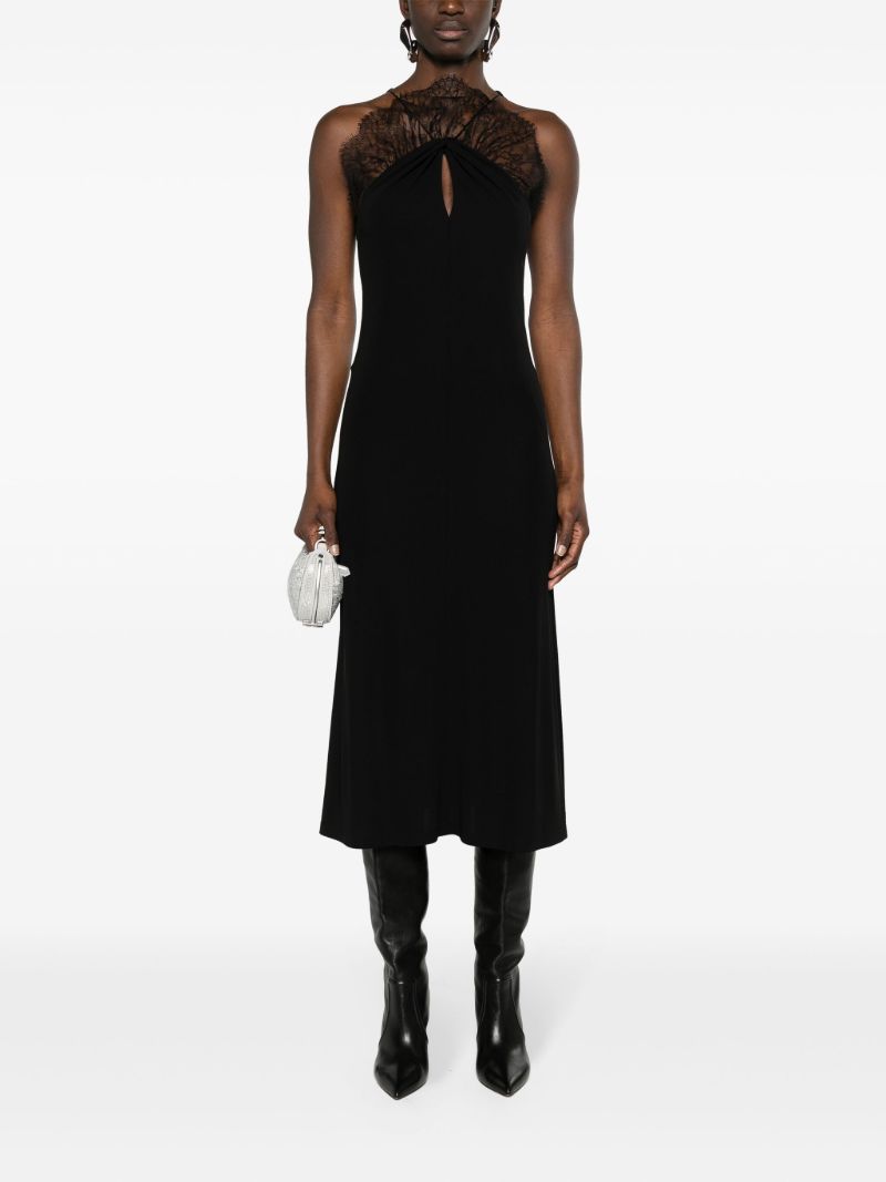 Black Lace Halterneck Midi Dress