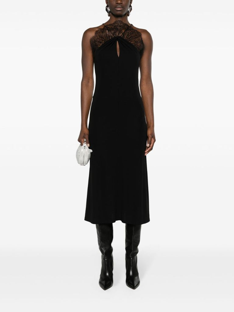 Black Lace Halterneck Midi Dress