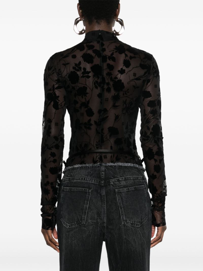 Black Mock-neck Mesh Bodysuit