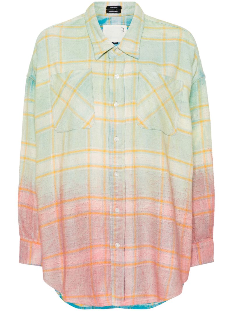 Green Checked Drop-shoulder Shirt
