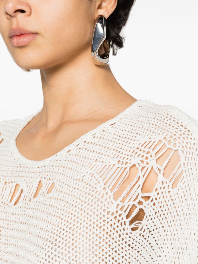 White Boyfriend Distressed Sweater
