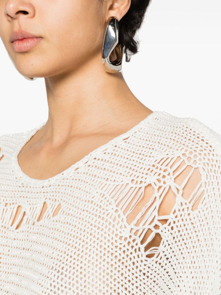 White Boyfriend Distressed Sweater