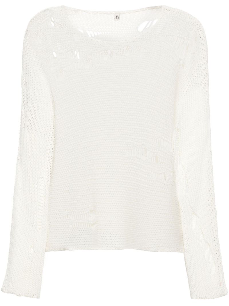 White Boyfriend Distressed Sweater