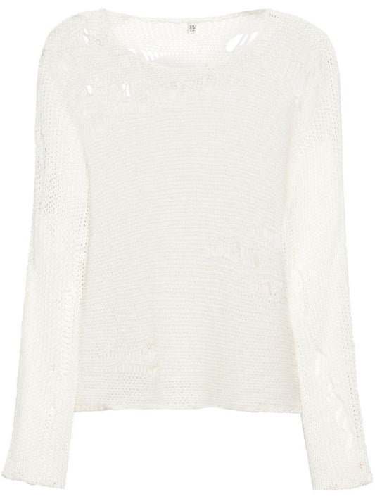 White Boyfriend Distressed Sweater