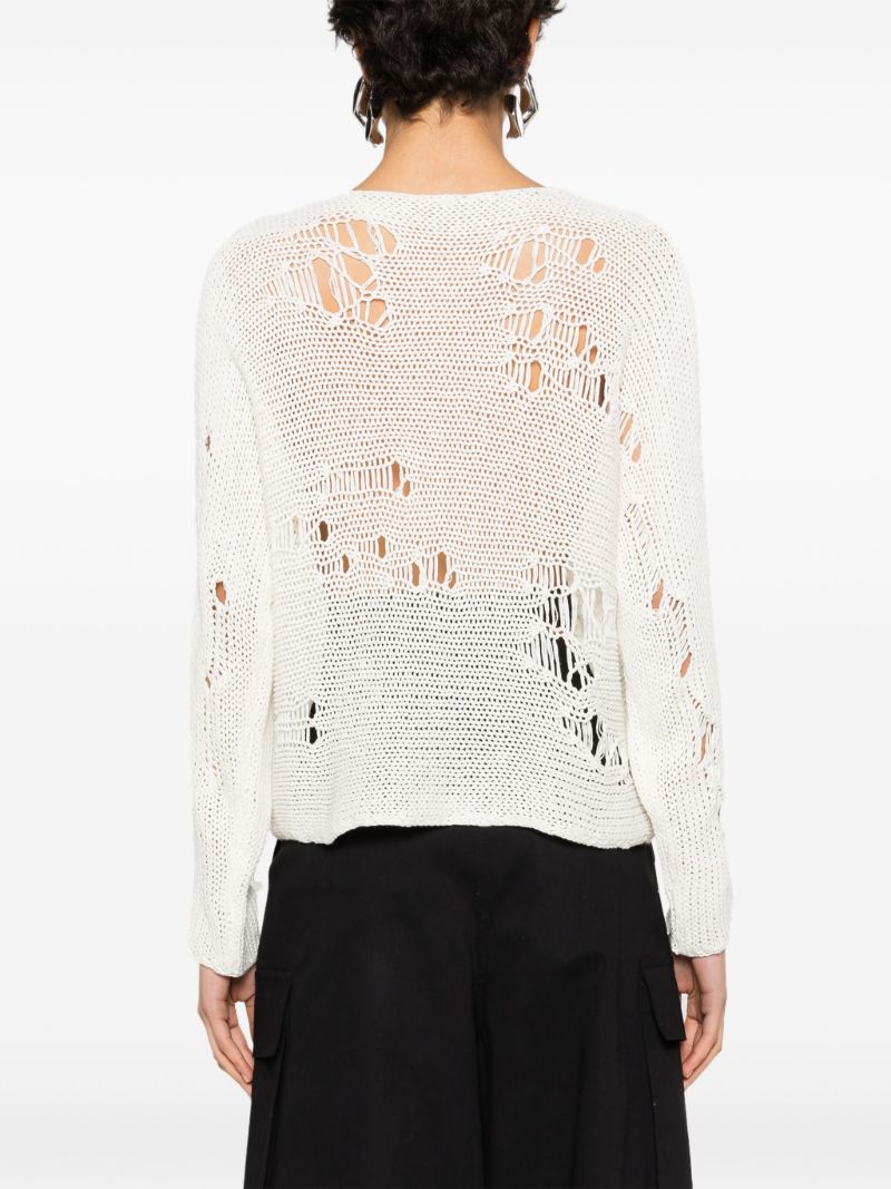 White Boyfriend Distressed Sweater
