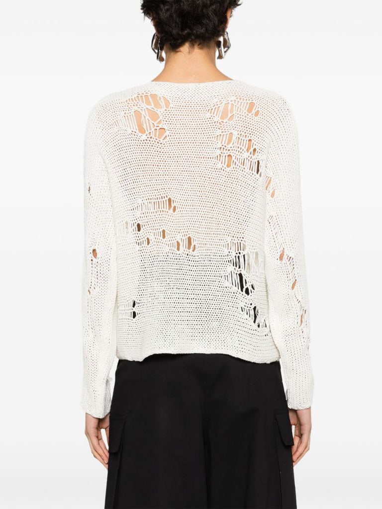 White Boyfriend Distressed Sweater