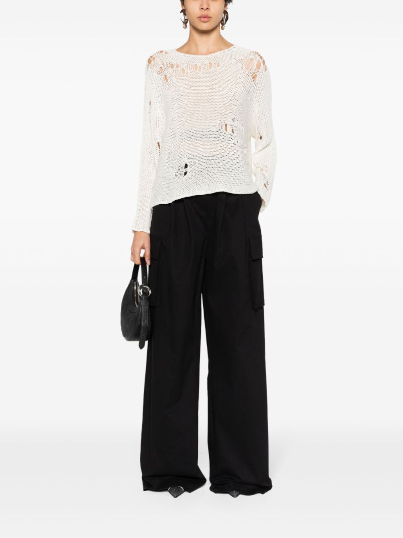 White Boyfriend Distressed Sweater