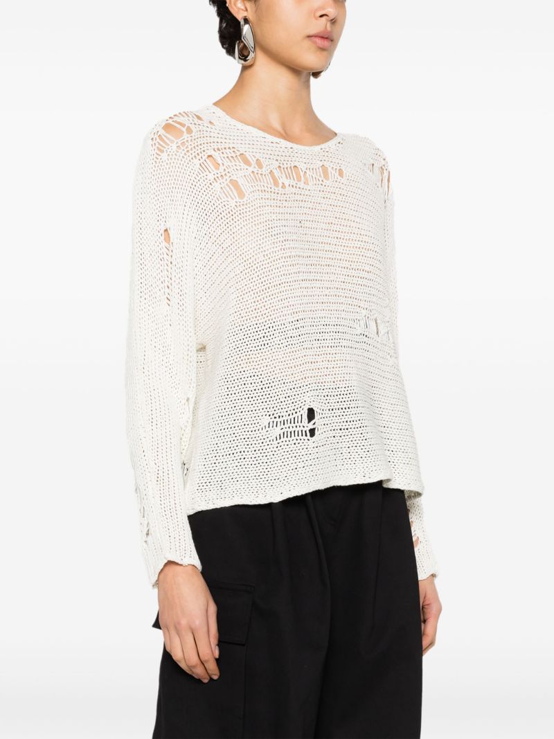 White Boyfriend Distressed Sweater