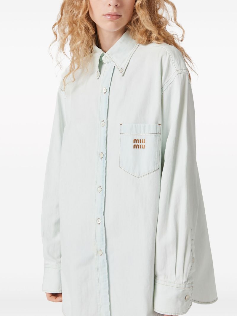 Blue Logo-embroidered Denim Shirt