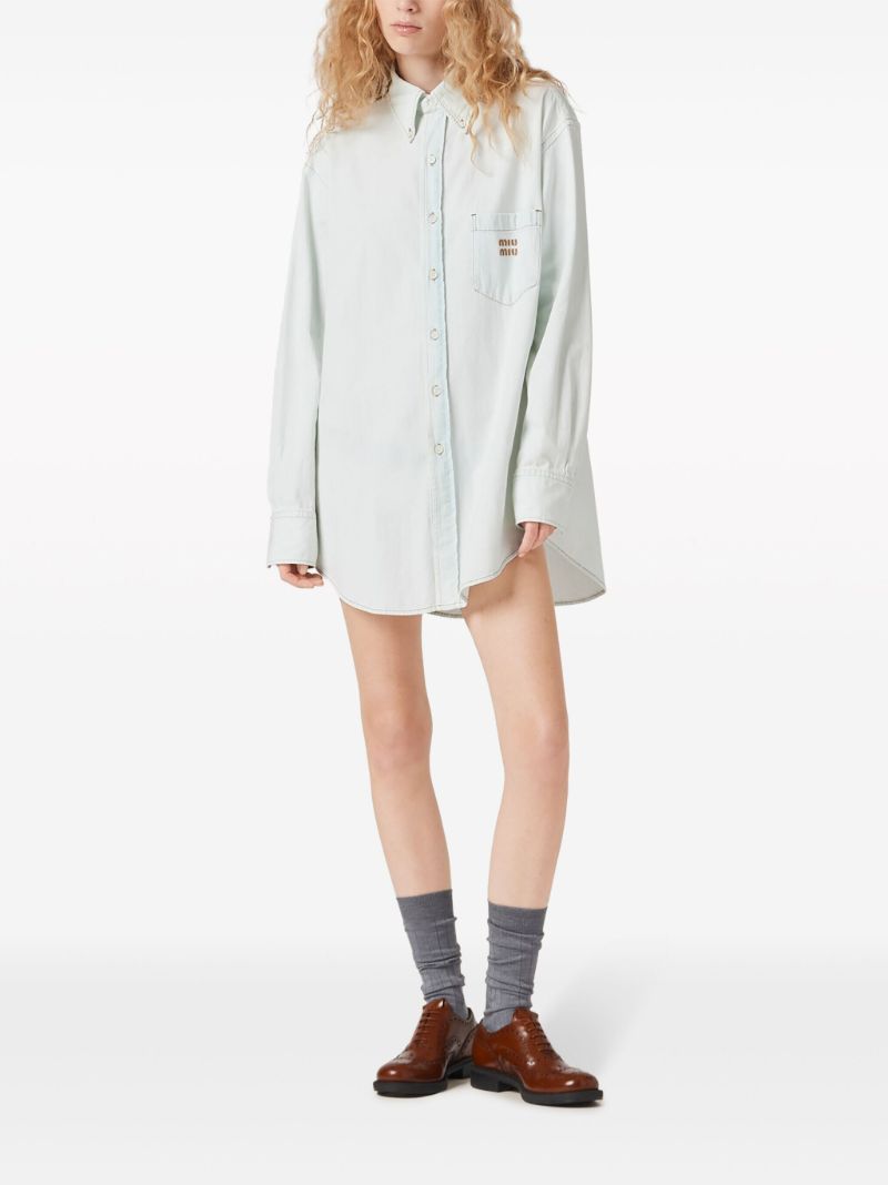 Blue Logo-embroidered Denim Shirt