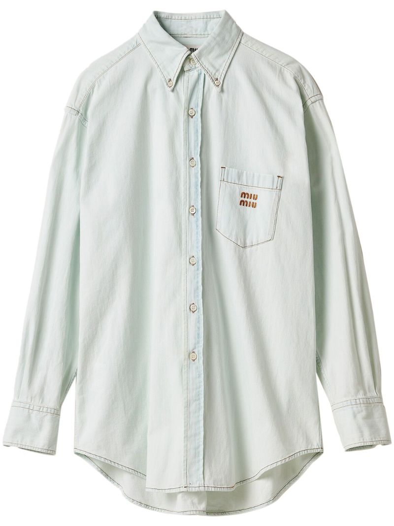 Blue Logo-embroidered Denim Shirt
