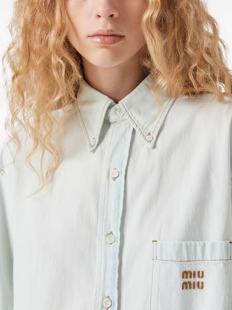 Blue Logo-embroidered Denim Shirt