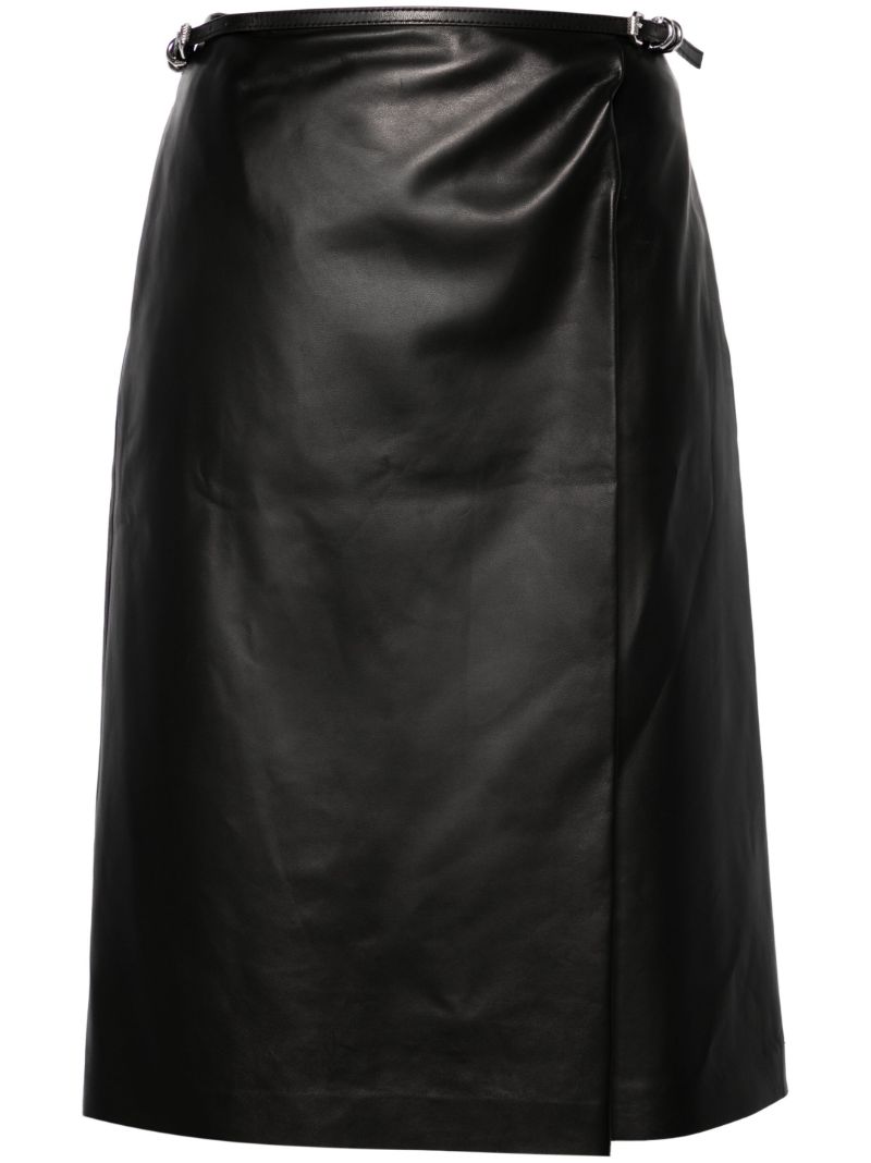 Black Voyou Leather Wrap Skirt