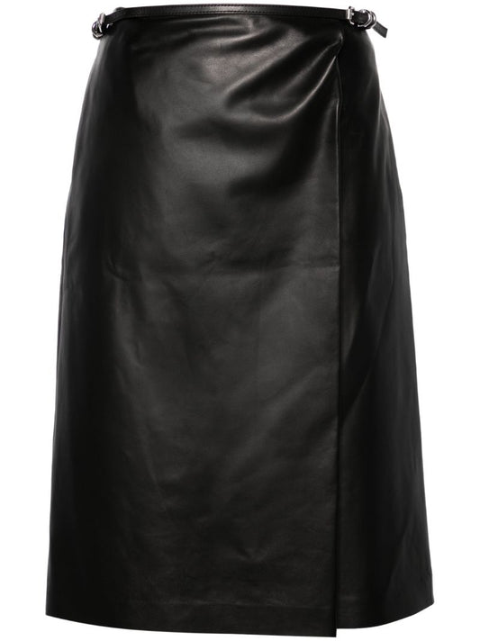 Black Voyou Leather Wrap Skirt