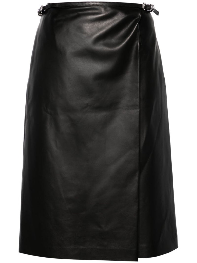 Black Voyou Leather Wrap Skirt