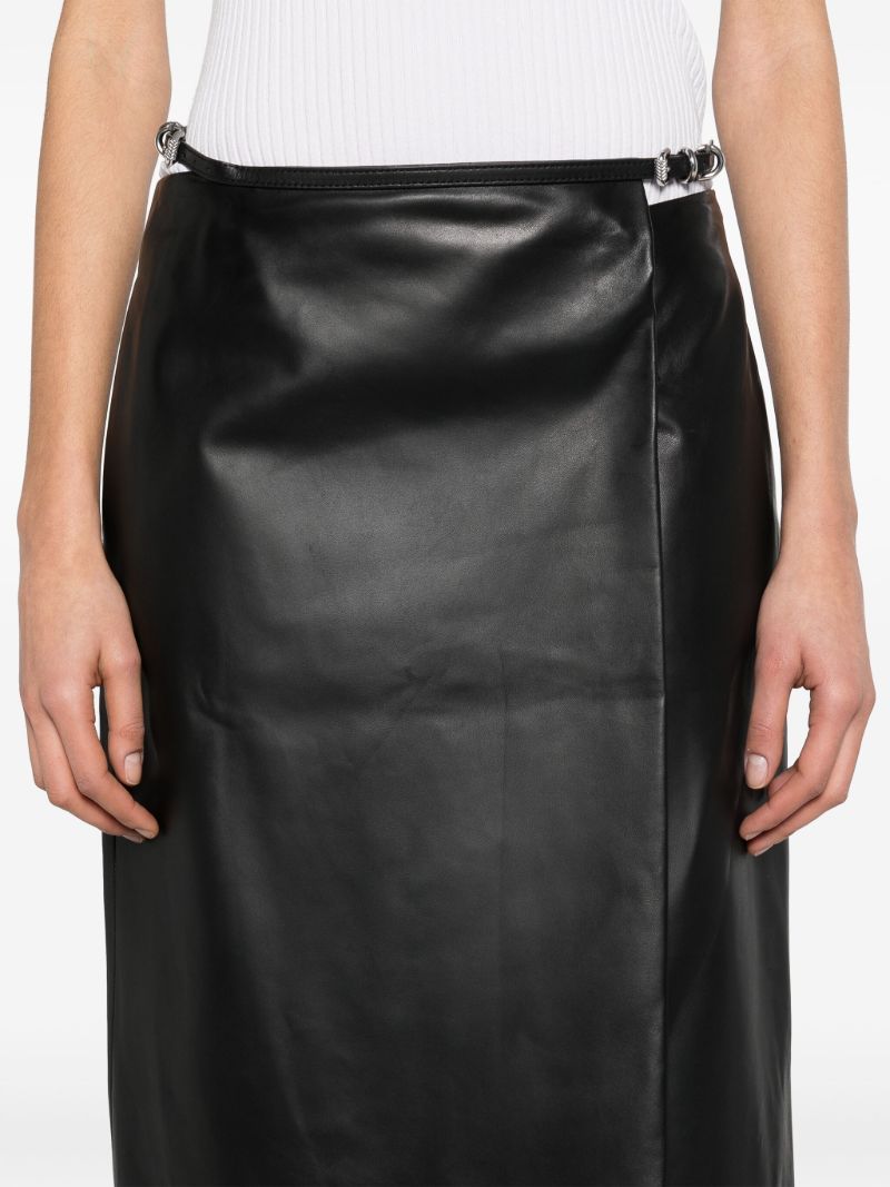 Black Voyou Leather Wrap Skirt