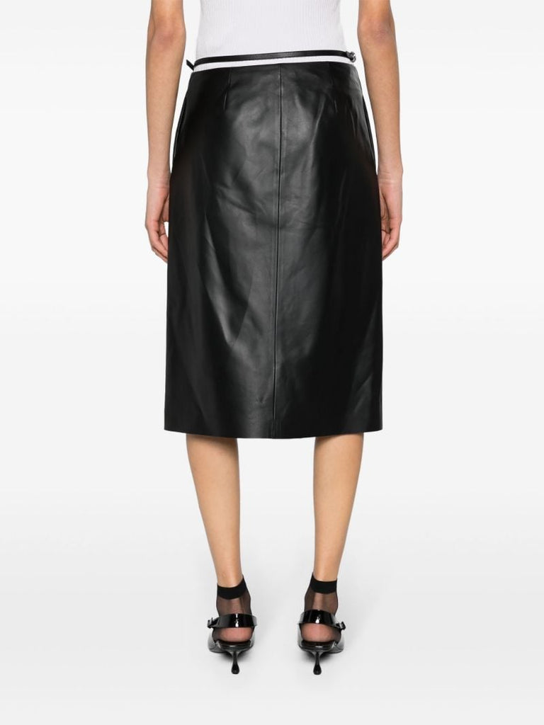 Black Voyou Leather Wrap Skirt