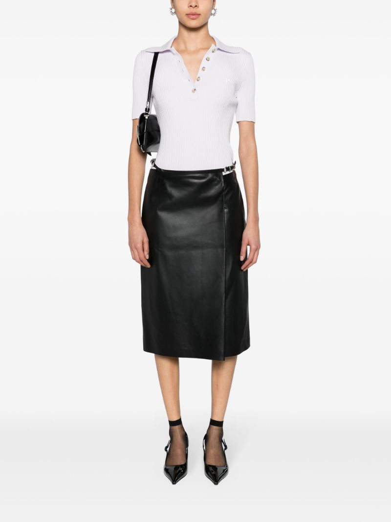 Black Voyou Leather Wrap Skirt