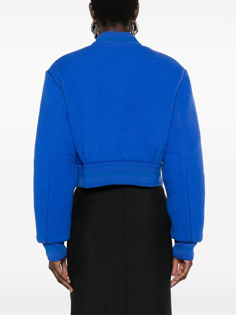 Blue Cropped Wool Bomber Jacket