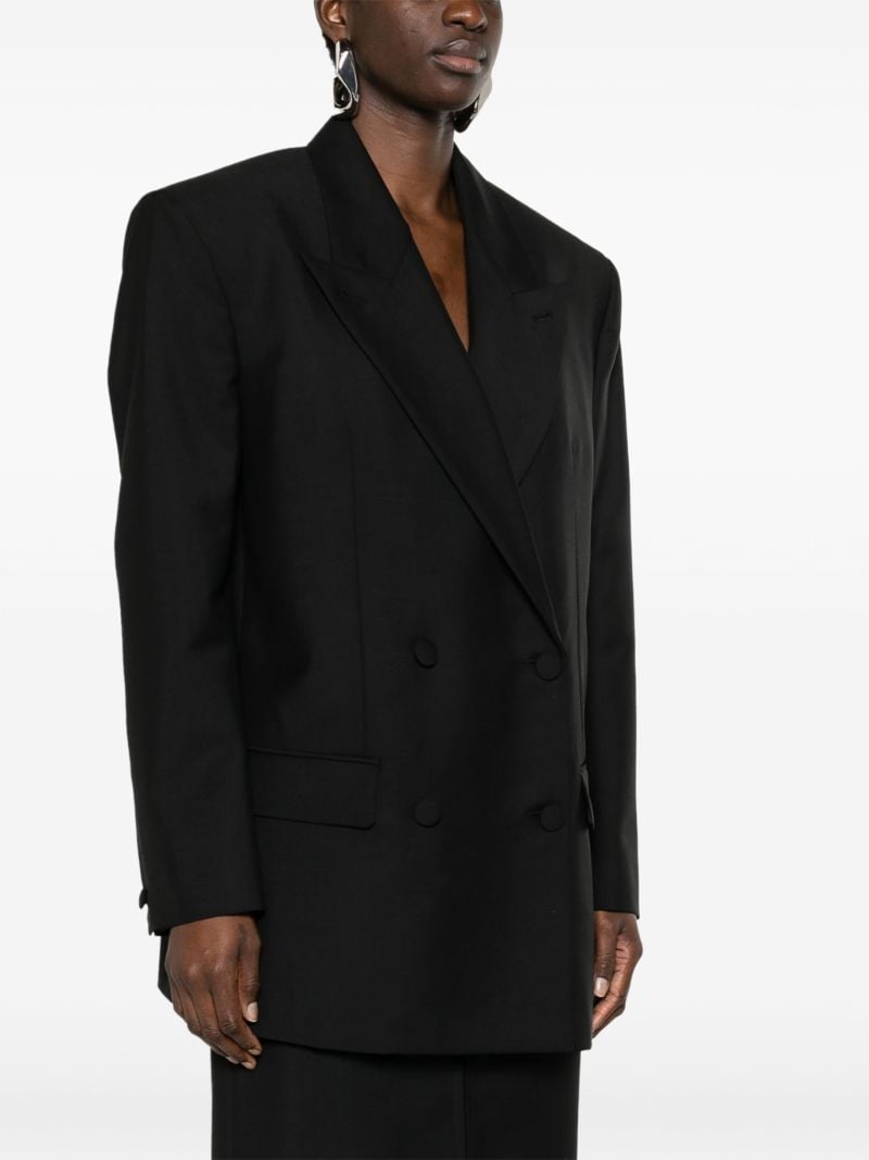 Black Double-breasted Wool Blazer