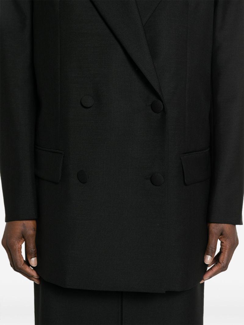 Black Double-breasted Wool Blazer