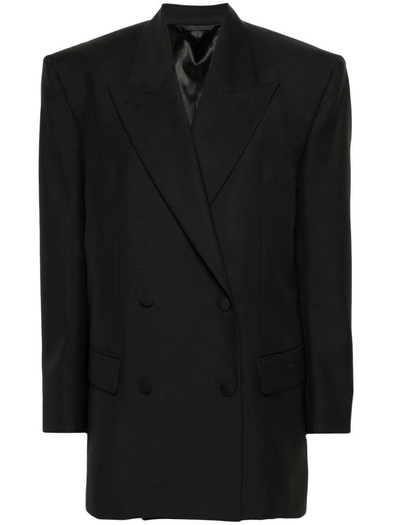Black Double-breasted Wool Blazer