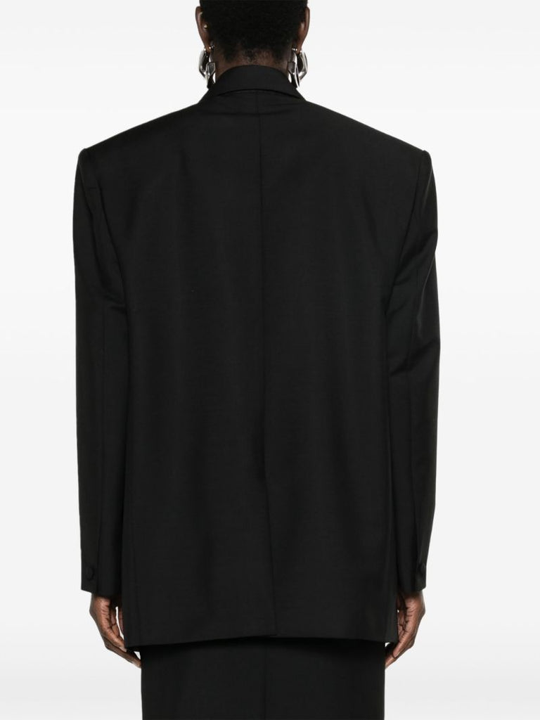 Black Double-breasted Wool Blazer
