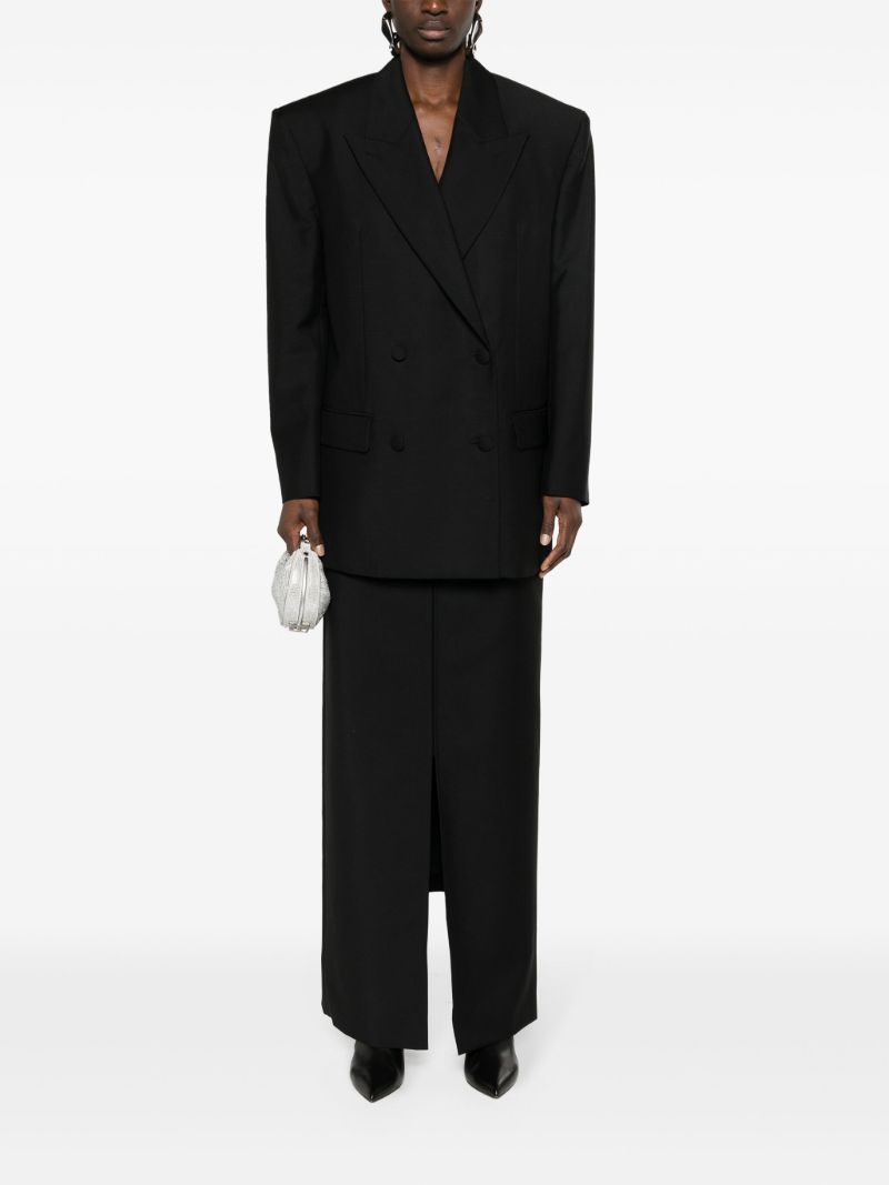 Black Double-breasted Wool Blazer