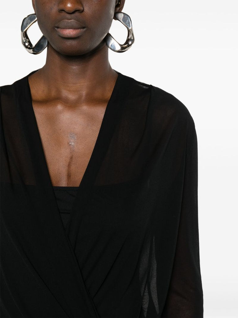 Black V-neck Mesh Top