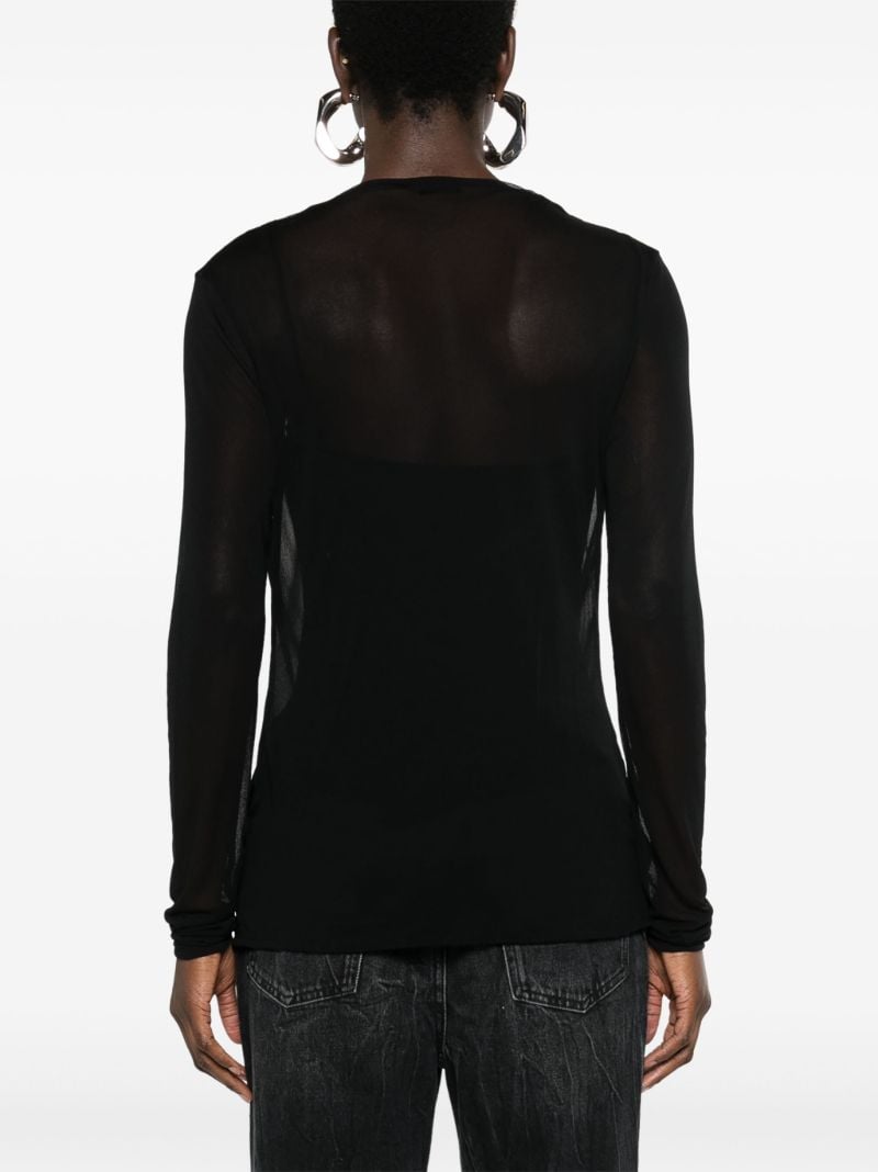 Black V-neck Mesh Top