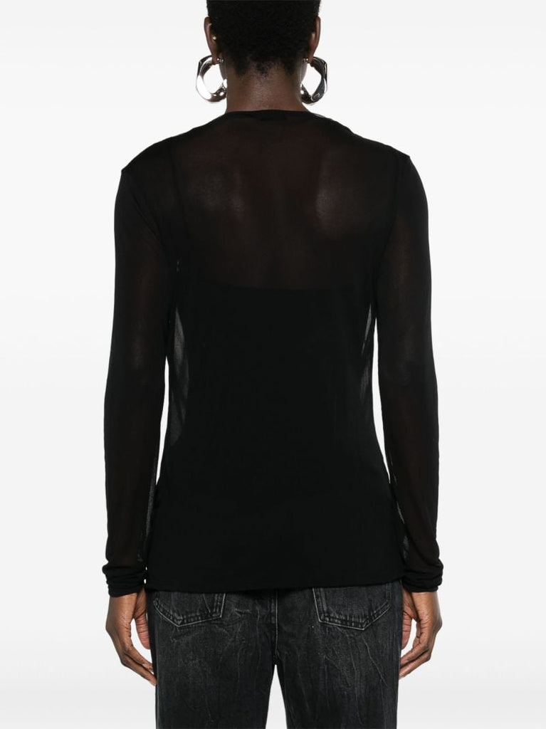 Black V-neck Mesh Top