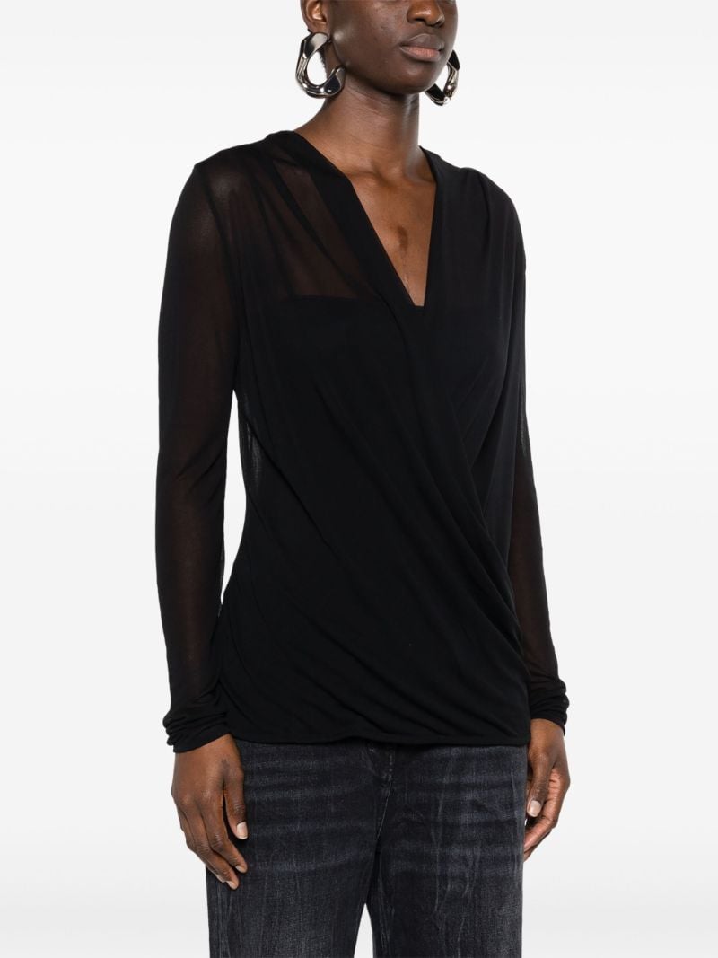 Black V-neck Mesh Top