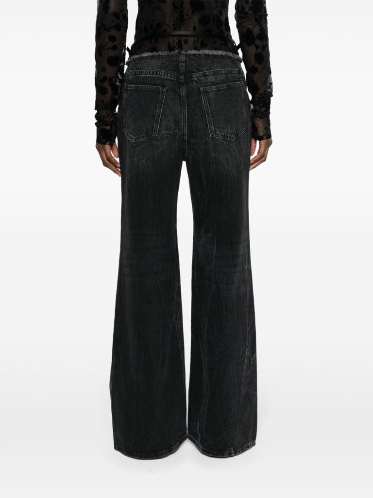 Black Voyou Low-rise Flared Jeans
