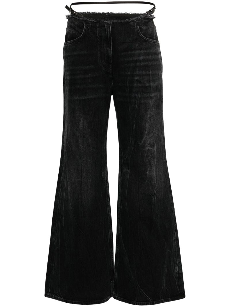 Black Voyou Low-rise Flared Jeans