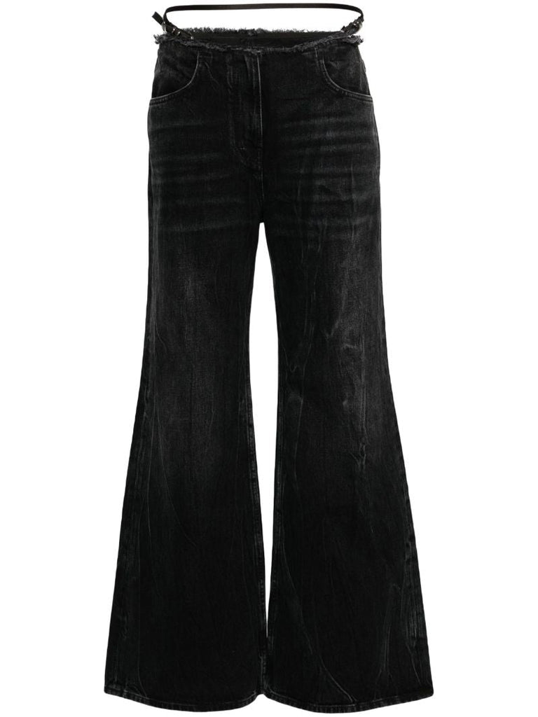 Black Voyou Low-rise Flared Jeans