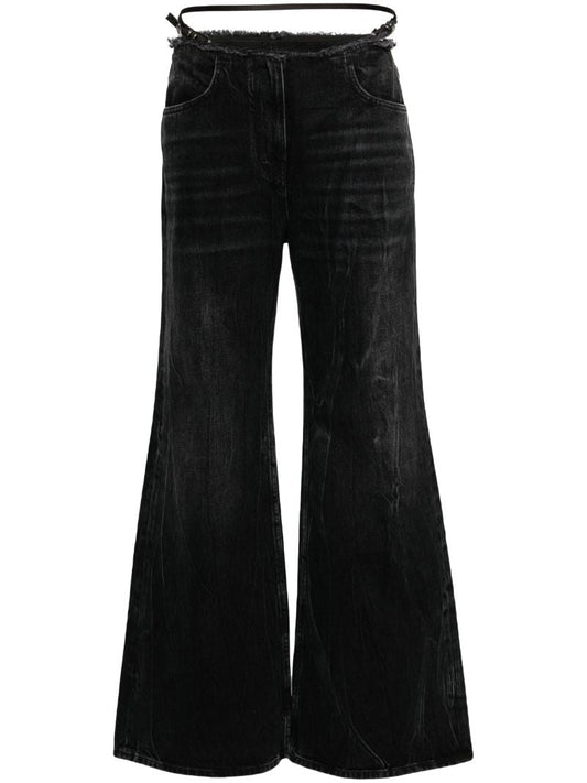 Black Voyou Low-rise Flared Jeans