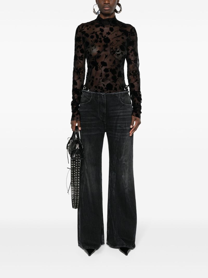 Black Voyou Low-rise Flared Jeans