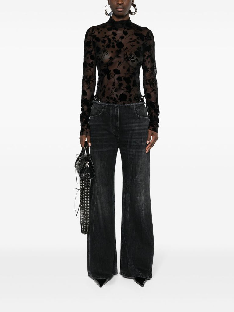 Black Voyou Low-rise Flared Jeans