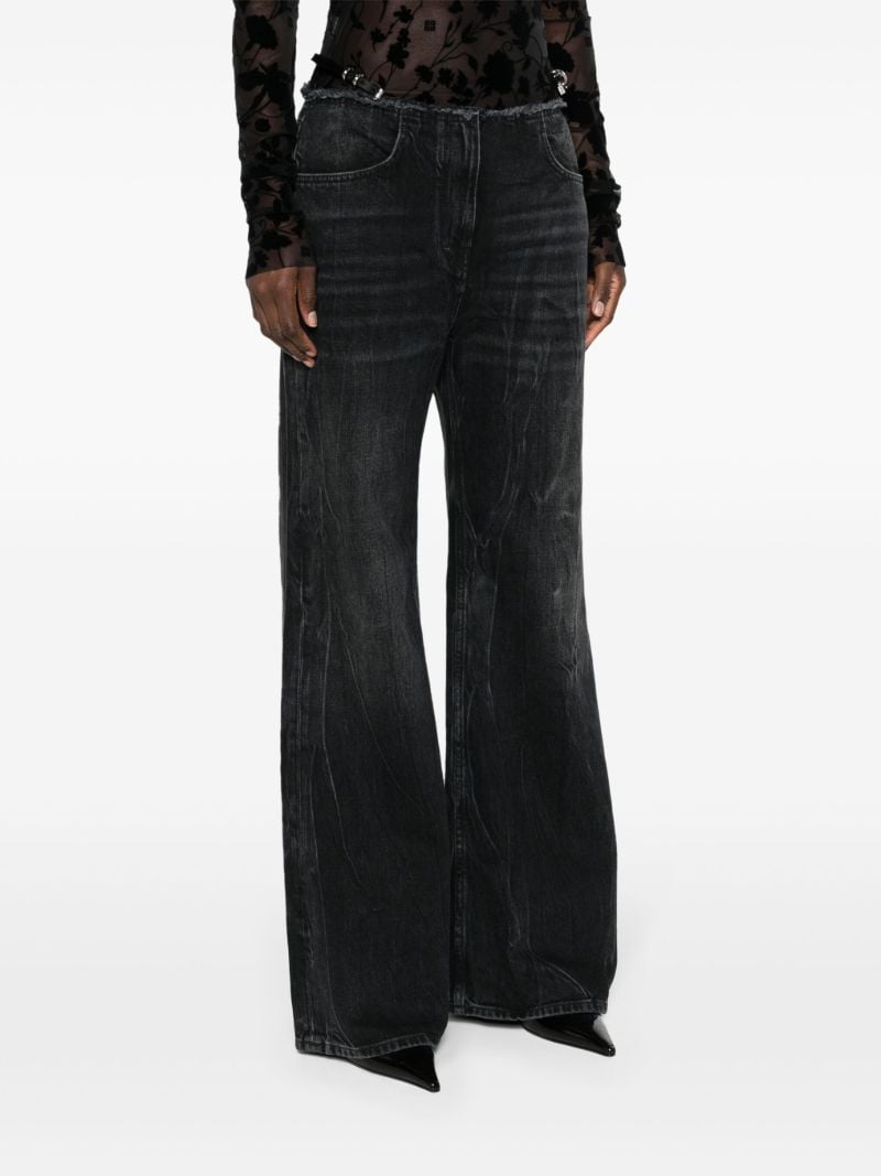 Black Voyou Low-rise Flared Jeans