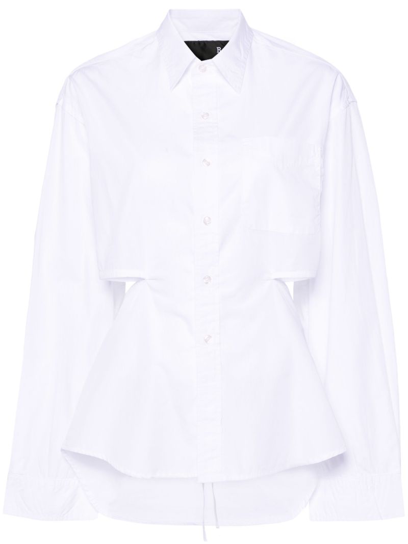 White Cut-out Cotton Shirt