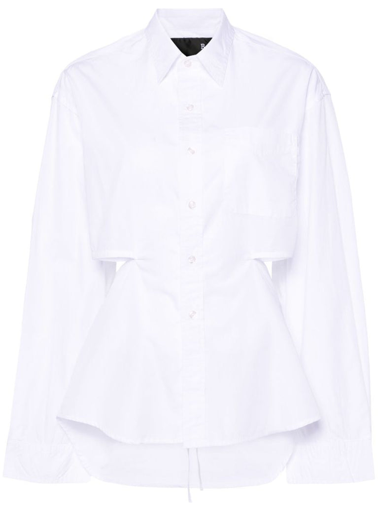 White Cut-out Cotton Shirt